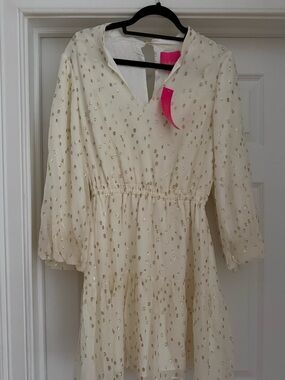 Lilly Pulitzer Cream Dress with Gold Dot Accents